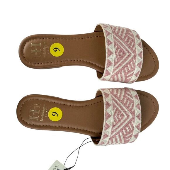 Haute Hippe Baby Pink Tapestry Slide Sandals Boho Ivory Aztec Tribal Size 9 NWT - Picture 4 of 8